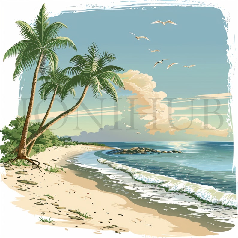Beach Scene Graphics Beach Scenes Clipart 10 High Quality Jpgs Digital Download Scrapbooking ...