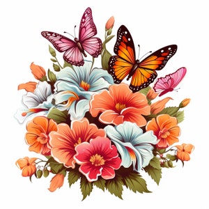 Flowers Butterfly Clipart | 10 High Quality JPGs | Nursery Art | Card Making | Clip Art | Digital Paper Craft | Butterfly Watercolour