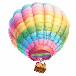 Hot Air Balloons Clipart | 10 High Quality JPG's | Digital Download | Travel Art | Balloon Illustrations | Adventure Clipart | Sky Clipart
