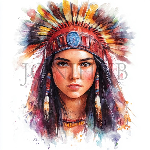 ネイティブ アメリカン インディアン女性のクリップアート | 10 個の高