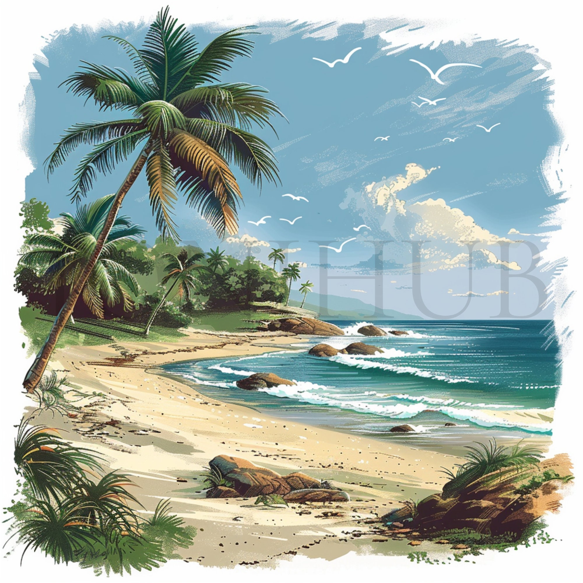 Beach Scenes Clipart 10 High Quality Jpgs Digital Download Scrapbooking ...