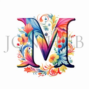 Letra M Clipart / 10 JPG de alta calidad / Descarga digital / Alphabet Clipart / M Monogram Graphics / Diseños iniciales / Elaboración digital