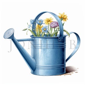Bleu Arrosoir Clipart | 10 fichiers JPG de haute qualité | Téléchargement numérique instantané | Art pour chambre d'enfant | Fabrication de cartes | Clipart livres, créations numériques en papier