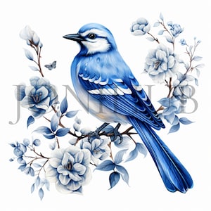 Imágenes prediseñadas de pájaros azules de Delft / 10 JPG de alta calidad / Descarga digital / Imágenes prediseñadas de pájaros / Imágenes prediseñadas tradicionales holandesas / Técnica mixta / Imágenes prediseñadas