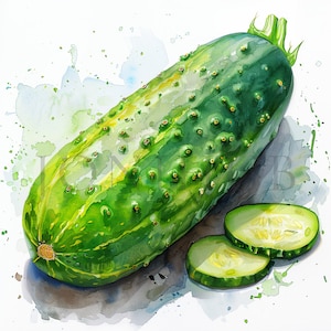 Cucumber Clipart | 10 High Quality JPGs | Digital Download | Clip Art | Vegetable Clipart | Cucumber | Cucumber Image | Healthy Food Clipart