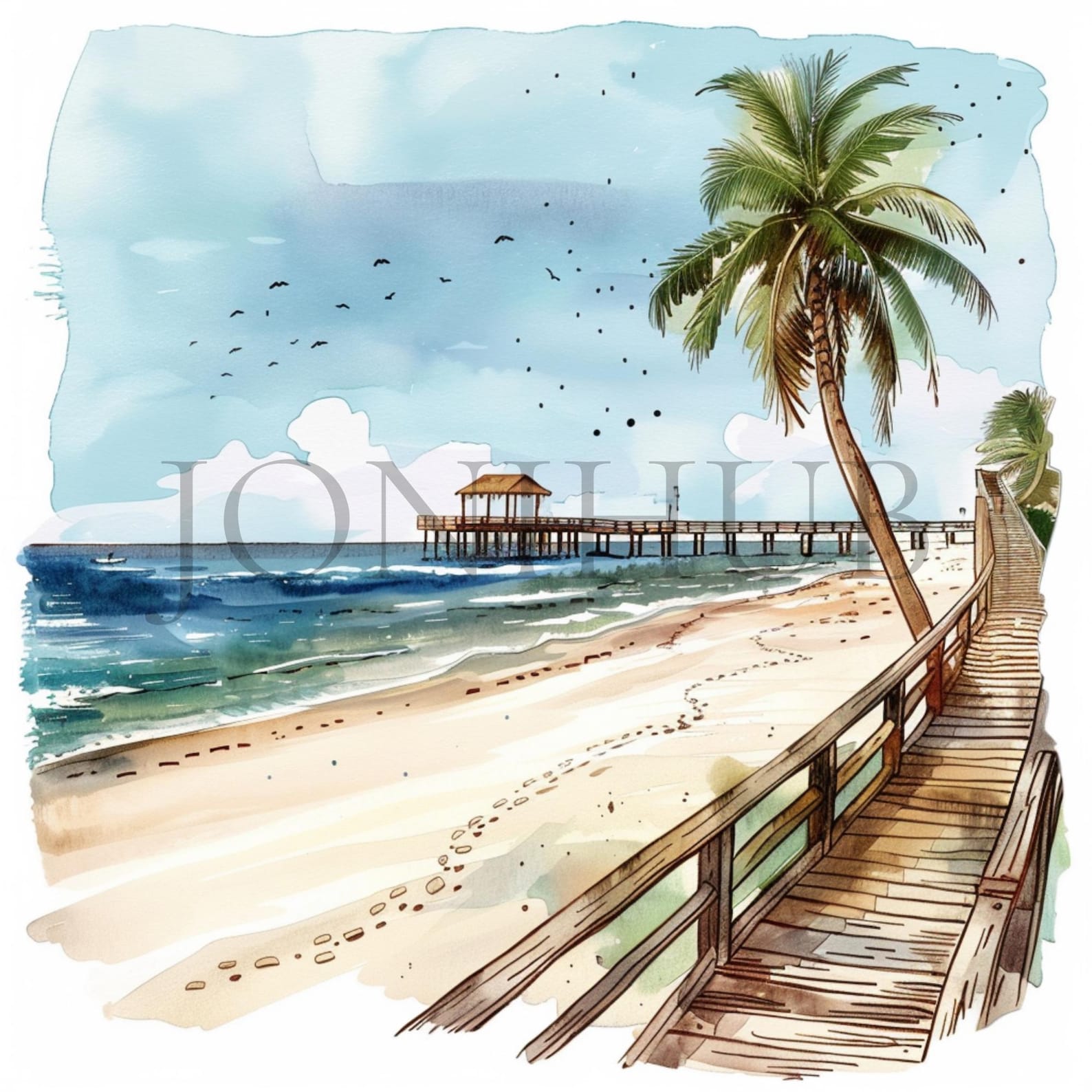 Beach Scene Graphics Beach Scenes Clipart | 10 High Quality Jpg's | Digital Download ...