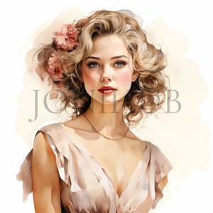 Clipart donne vintage / 10 JPG di alta qualità / Download digitale / Retro Lady Art / Grafica vecchio stile / Disegni antichi / Riviste spazzatura