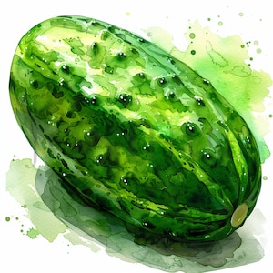 Watercolor Cucumber Clipart | 10 High Quality JPGs | Digital Download | Vegetable Clipart | Cucumber | Cucumber Image | Healthy Food Clipart