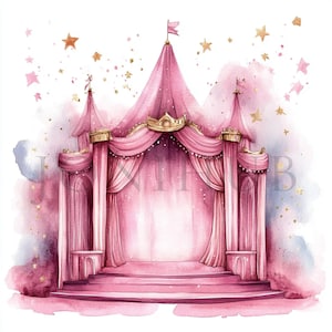 Escenario mágico rosa Clipart / 10 archivos JPG de alta calidad / Descarga digital / Escenario de princesa / Clipart imprimible / Manualidad de papel digital / Diario basura