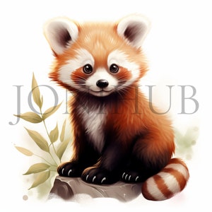 Bebê Panda Vermelho Clipart | 10 JPGs de alta qualidade | Download digital | Fabricação de cartões | Clipart de animal fofo | Artesanato de papel digital | Pacote de clipart
