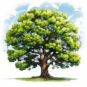 Oak Trees Clipart | 10 High Quality JPG's | Digital Download | Tree Graphics | Botanical Illustration | Printable Artwork | Nature Art