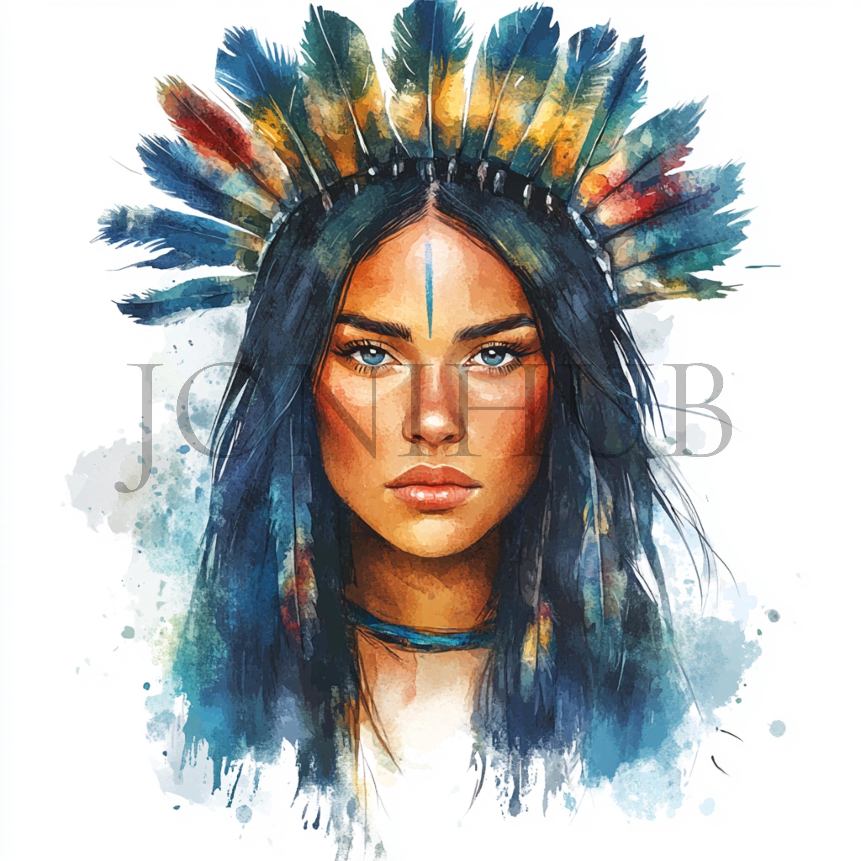 ネイティブ アメリカン インディアン女性のクリップアート | 10 個の高