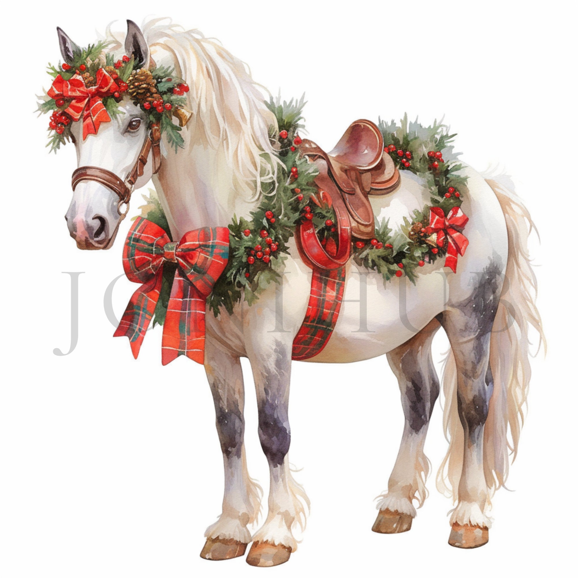 Christmas Horse Clipart | 10 High Quality Jpgs | Digital Download ...