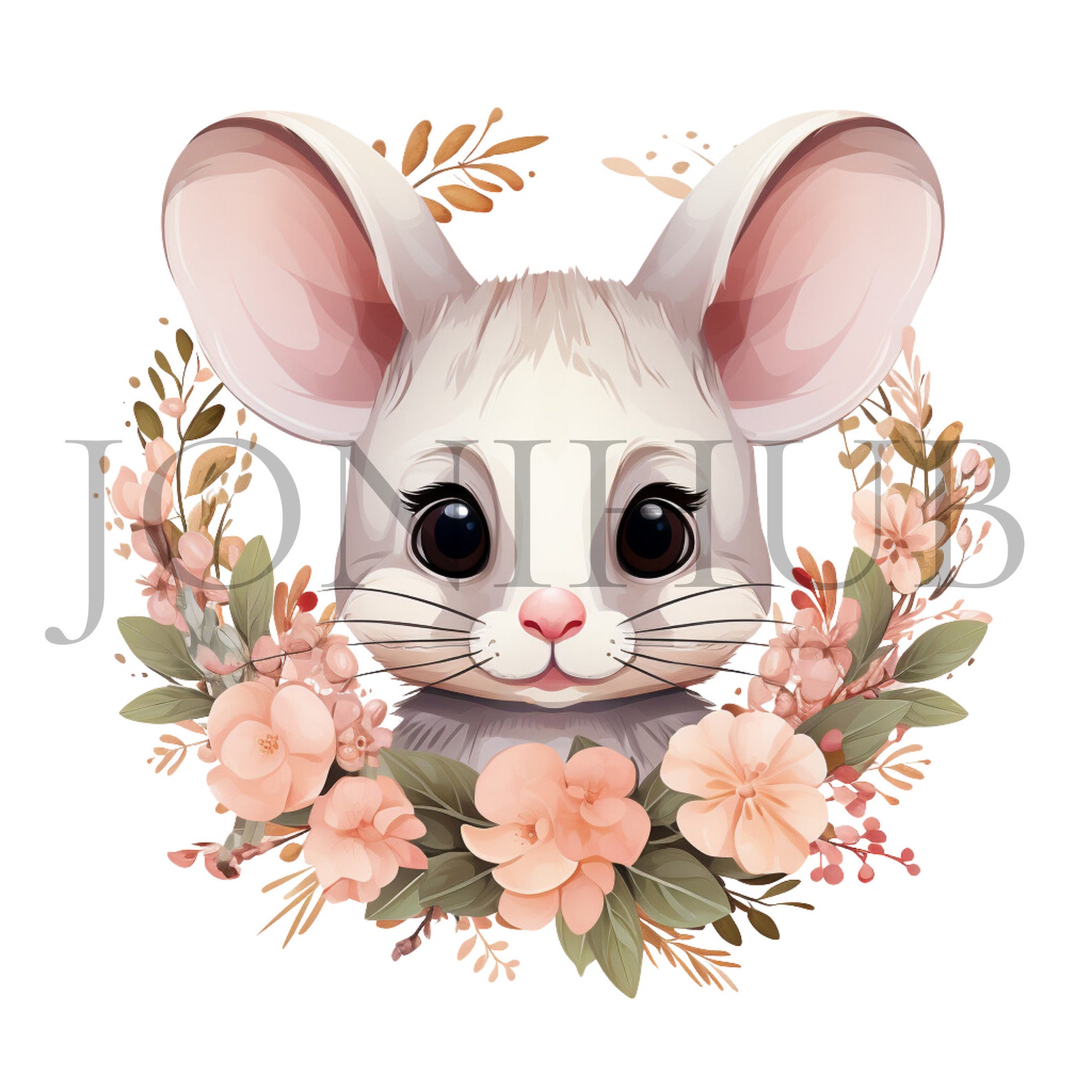 Floral Cute Mouse Clipart | 10 High Quality Jpg's | Digital Download ...