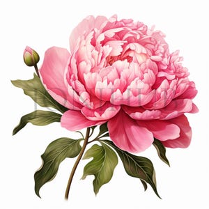 Rosa Pfingstrose Clipart | 10 hochwertige JPGs | Digitaler Download | Blumen Clipart | Aquarell Kunst | Botanische Kunst | Blumen Clipart | Hochzeit