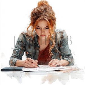 Vrouw schrijven clipart | 10 JPG's van hoge kwaliteit | Digitale download | Mooi meisje aan het schrijven | Inspirerend | Digitale clipart | Vrouwelijke schrijfster
