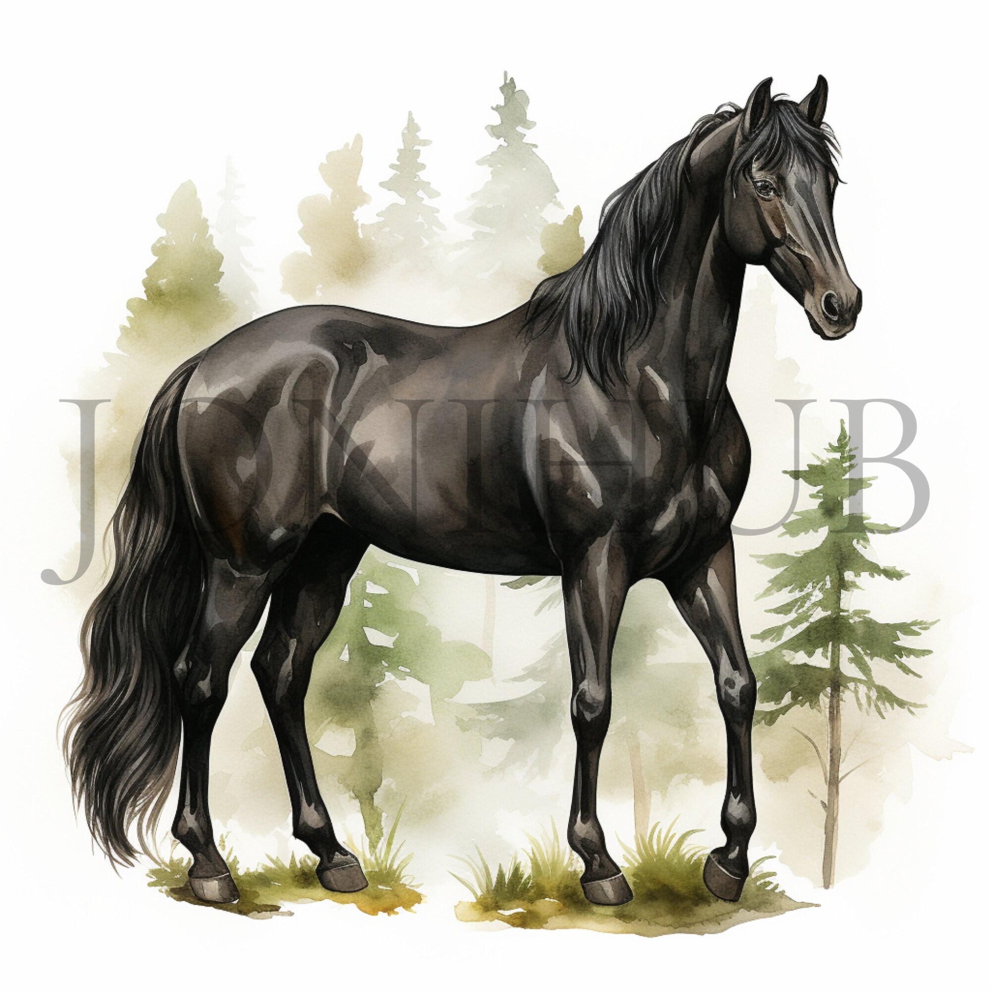 黒馬のクリップアート | 10 枚の高品質 JPG | デジタル ダウンロード