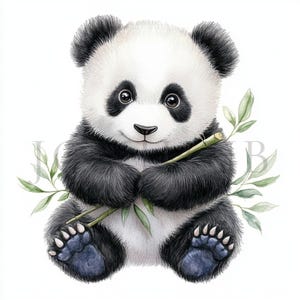Clipart bébé panda | 10 fichiers JPG de haute qualité | Téléchargement numérique | Créations en papier | Journaux indésirables | Clipart aquarelle imprimable | Haute résolution