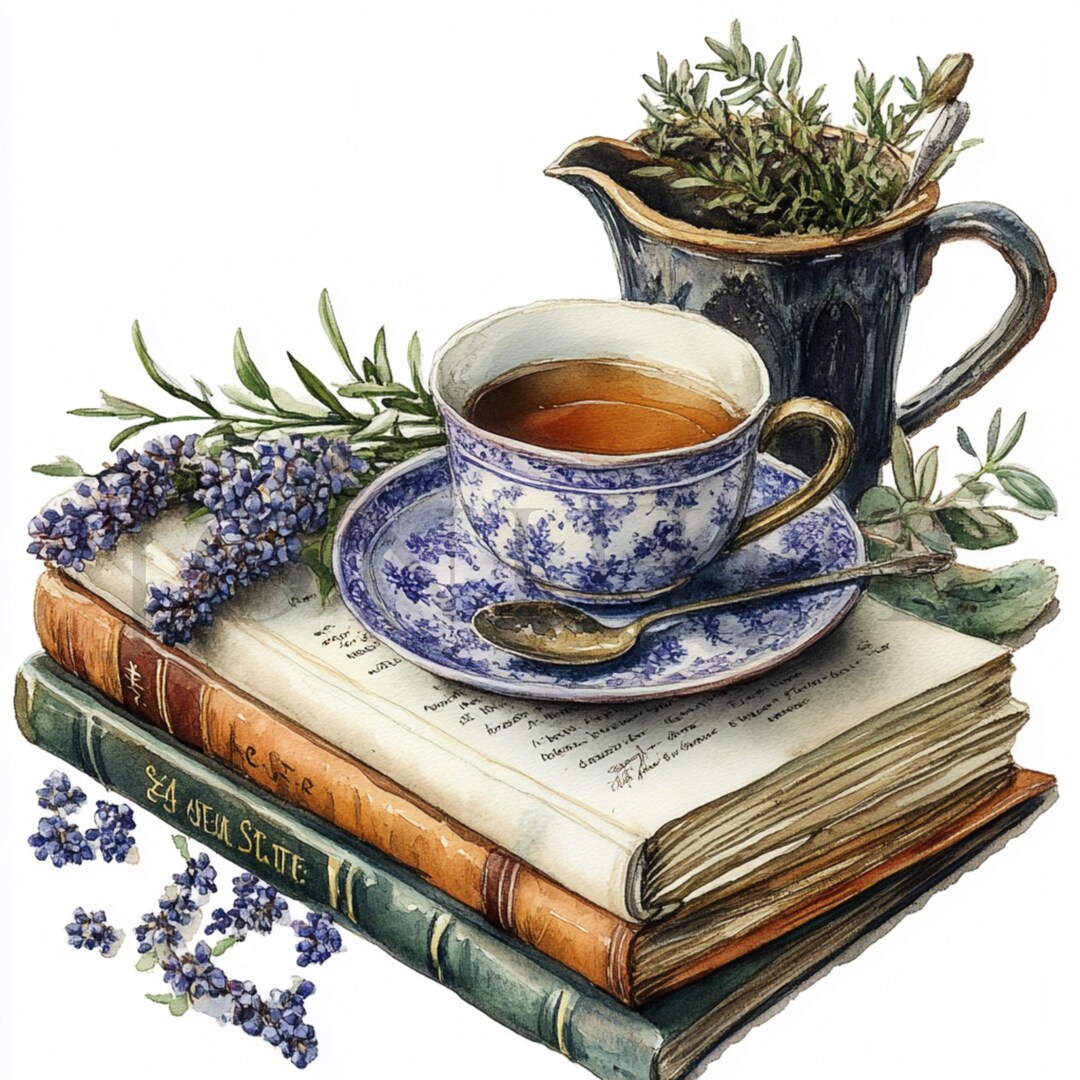 Tea and Book Clipart | 10 High Quality Jpgs | Digital Download | Paper ...