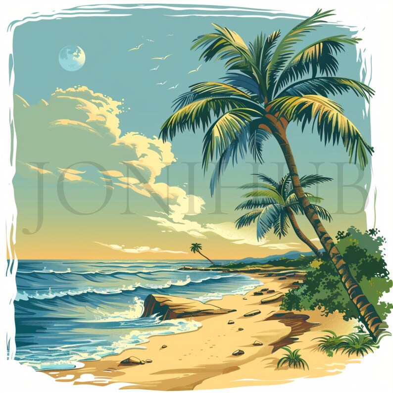 Beach Scene Graphics Beach Scenes Clipart 10 High Quality Jpgs Digital Download Scrapbooking ...