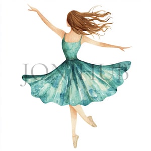 Aquarel dansend meisje schetsen clipart | 10 JPG's van hoge kwaliteit | Digitale download | Ballerina-clipart | Plakboekafbeeldingen | Commercieel gebruik