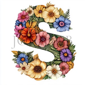 Lettre S des cliparts | 10 fichiers JPG de haute qualité | Téléchargement numérique | Lettre décorative de l'alphabet | Art initial | Créations en papier | Clipart aquarelle