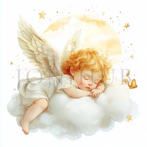 Clipart de ángel bebé / 10 archivos JPG de alta calidad / Descarga digital / Manualidades de papel / Clipart de ángel navideño / Clipart digital / Clipart de acuarela