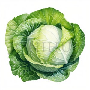 Clipart chou | 10 fichiers JPG de haute qualité | Téléchargement numérique | Clipart de légumes | Graphique de chou | Aquarelle de chou | Clipart végétarien