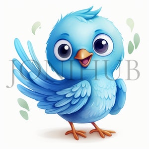 Imágenes prediseñadas de pájaro azul de acuarela, 10 JPG de alta calidad, Descarga digital, Imágenes prediseñadas de pájaros, Ilustración de pájaro azul, Arte de guardería, Fabricación de tarjetas