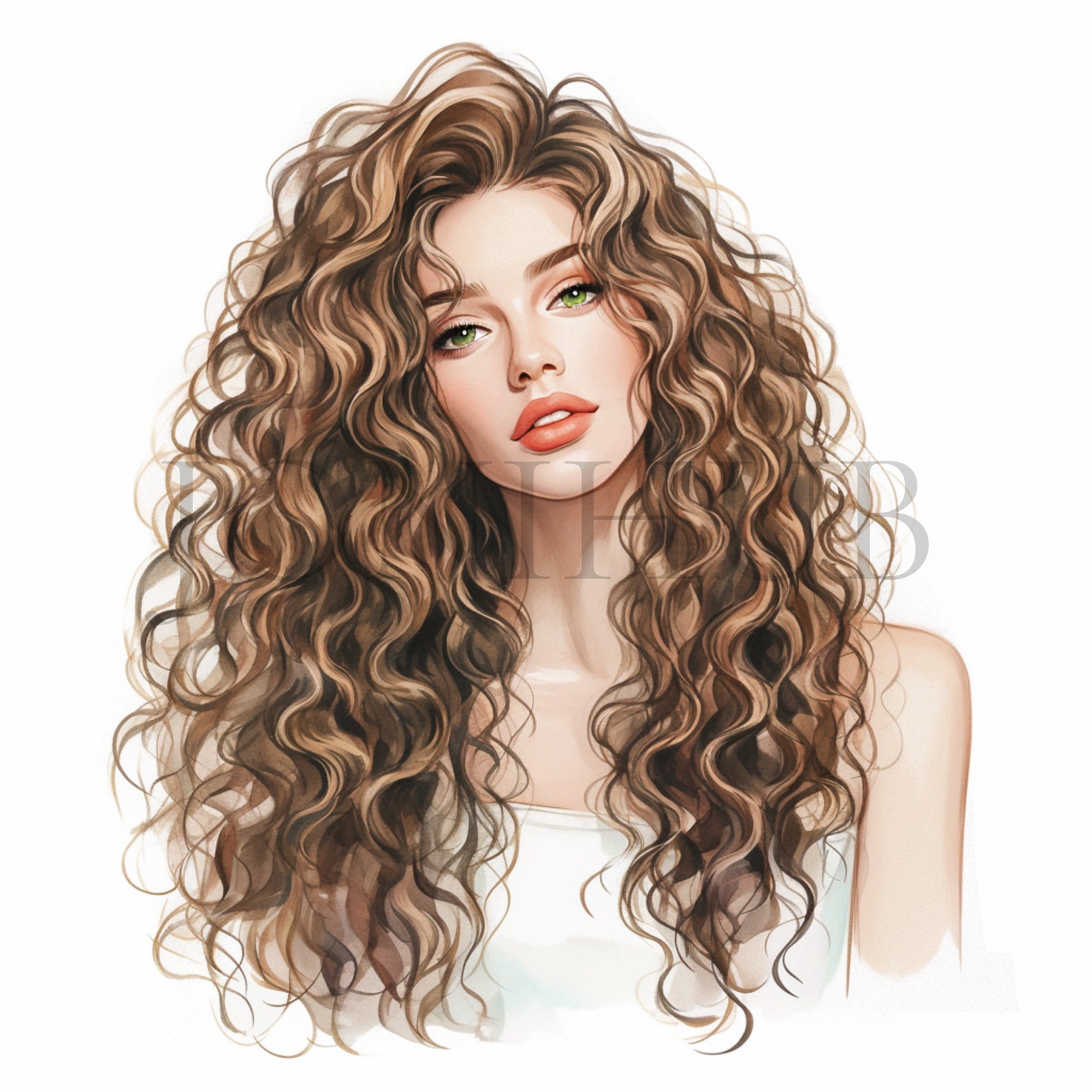 Curly Hair Clipart | 10 High Quality Jpg's | Digital Download ...