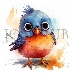 Cute Bird Clipart | 10 High Quality JPG&#39;s | Digital Download | Printable Artwork | Bird Illustration | Birds Clipart | Digital Crafting