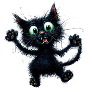 Verrückte Katzen Clipart | 10 hochwertige JPGs | Digitaler Download | Verspielte Felines | Niedliche verrückte Tierkunst | Clipart-Pack | Digitale Illustrationen