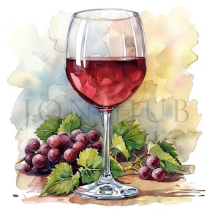 Glass of Wine Clipart | 10 High Quality JPG&#39;s | Digital Download | Clipart | Grape Clipart | Wine Glass Drawing | Wine Glass | Drink Clipart