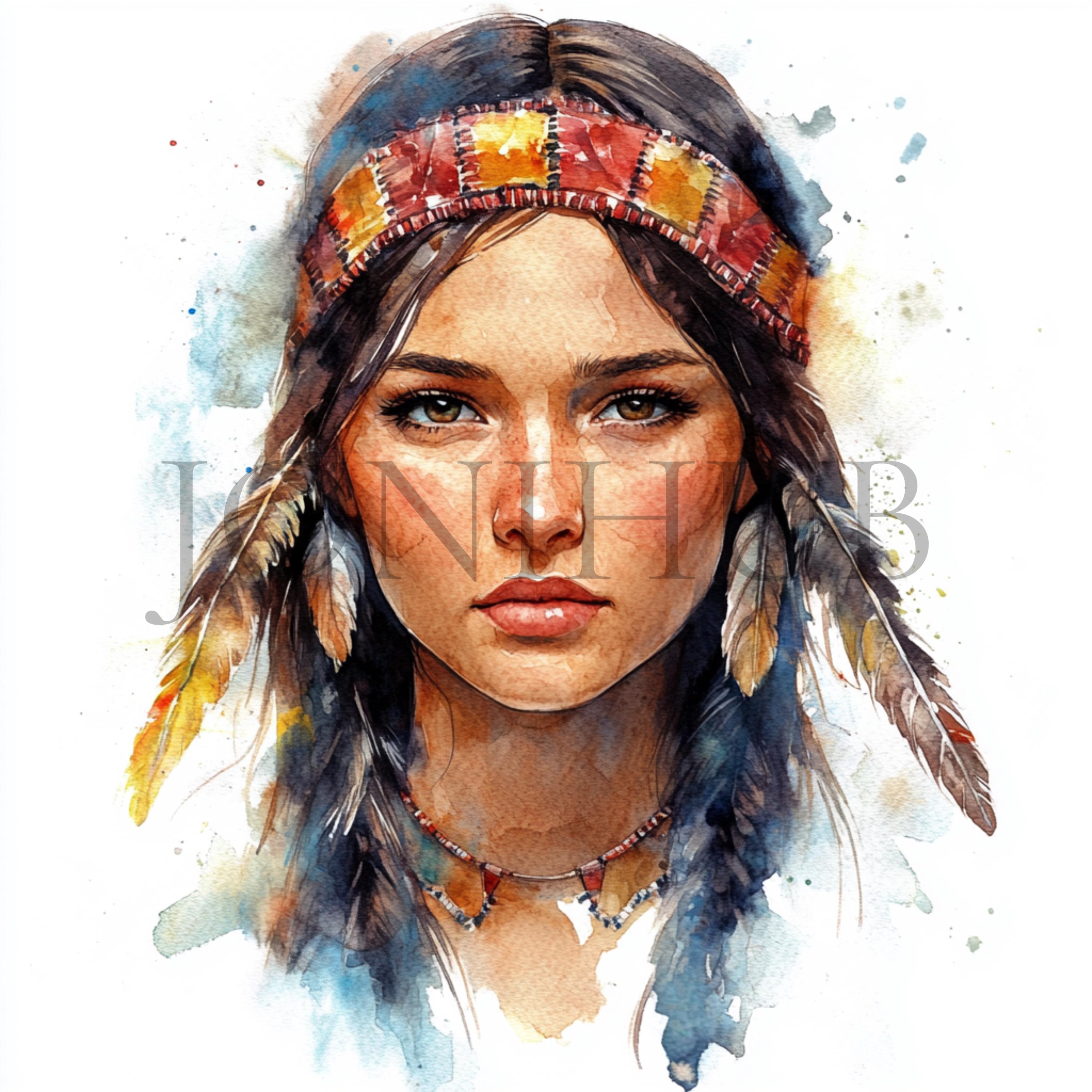 ネイティブ アメリカン インディアン女性のクリップアート | 10 個の高