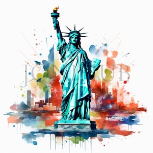 Estátua da Liberdade Clipart | 10 JPGs de alta qualidade | Download Digital | Atrações da América | Arte para impressão | Símbolos Americanos | Arte Patriótica