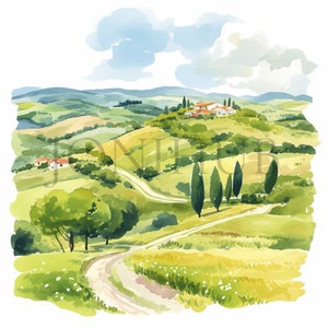 Rolling Hills Clipart | 10 High Quality JPG&#39;s | Digital Download | Nature Views | Landscape Clipart | Hills Illustrations | Nature Scenes