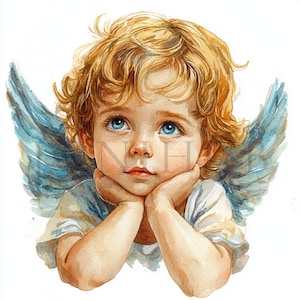 Baby Angel Clipart | 10 High Quality JPGs | Digital Download | Christmas Angel Clipart | Digital Clipart | Watercolor Clipart | Paper Craft