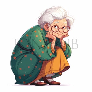Clipart de vieilles femmes | 10 fichiers JPG de haute qualité | Téléchargement numérique | Créations en papier | Technique mixte | Art de femmes âgées | Graphismes seniors dames