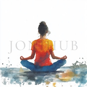 Meditation Clipart | 10 High Quality JPGs | Digital Download | Paper Craft | Junk Journal | Yoga Clipart | Meditating | Watercolor Clipart
