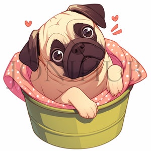 Pug Clipart | 10 High Quality JPG's | Digital Download | Pug Graphics | Puppy dog clipart | Digital Crafting | Cliparts | Cute Dog Art