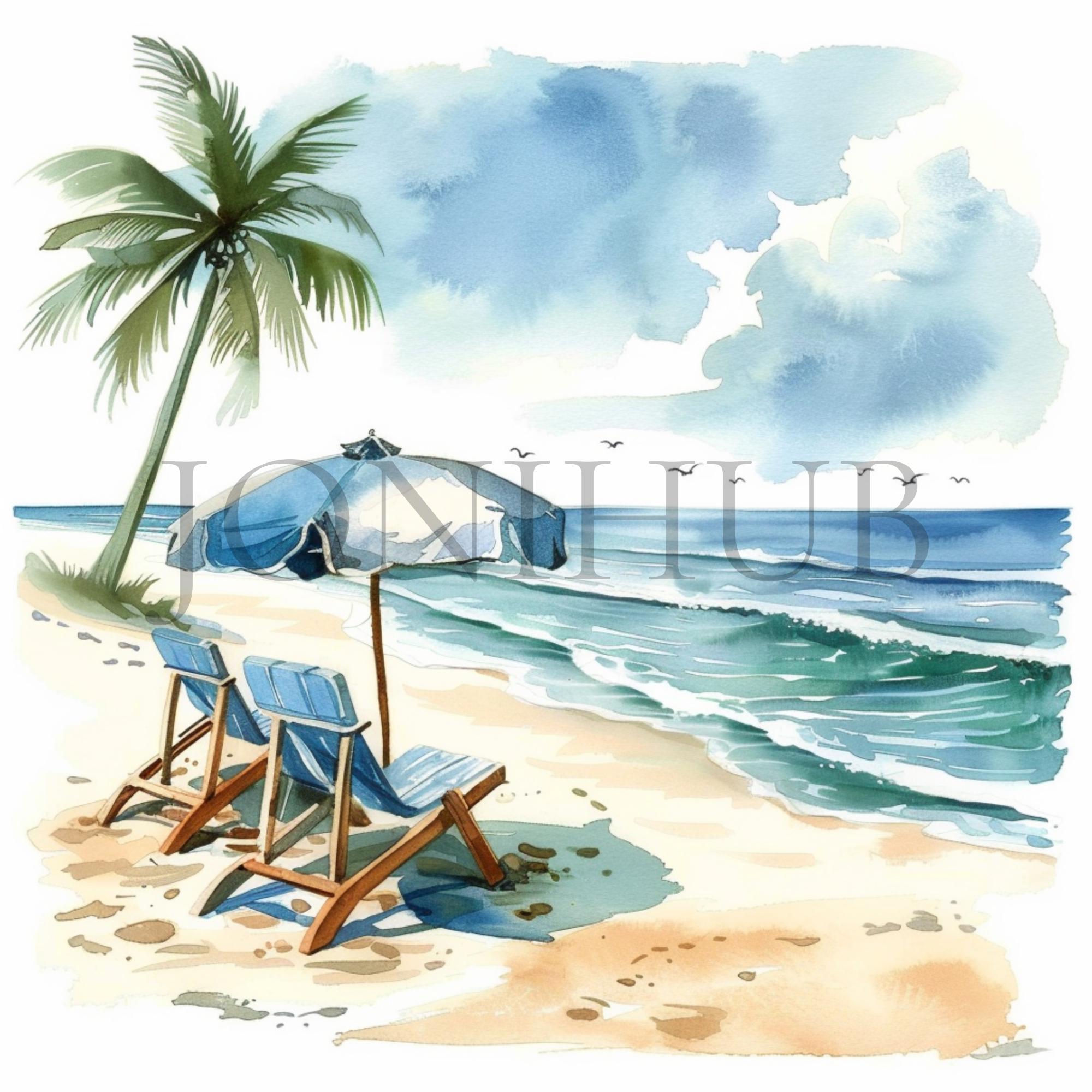 Beach Scene Graphics Beach Scenes Clipart | 10 High Quality Jpg's | Digital Download | Ocean ...
