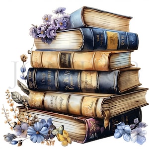 Clipart pila di libri / 10 JPG di alta qualità / Download digitale istantaneo / Scrapbooking / Creazione di carte / Mestiere di carta digitale / Uso commerciale
