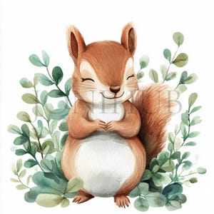Écureuils heureux Clipart | 10 fichiers JPG de haute qualité | Téléchargement numérique | Lot de cliparts écureuil réaliste | Animal des bois | Écureuil