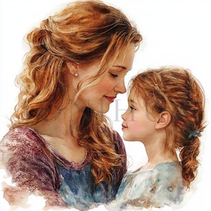 Mother and Daughter Clipart | 10 High Quality JPGs | Digital Download | Journals | Mother's Day Card | Watercolor Clipart | Paper Craft