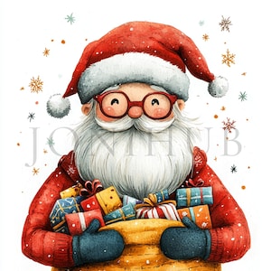 Quirky Santa Clipart | 10 High Quality JPGs | Digital download | Christmas Clipart | Card Making | Journaling | Digital Paper Craft, Clipart