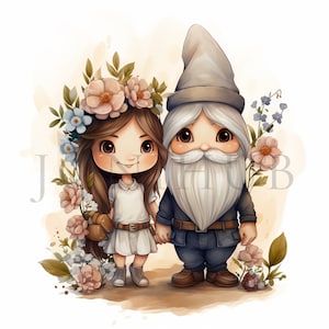 Matrimonio Gnomo Clipart / 10 JPG di alta qualità / Download digitale istantaneo / Clipart di San Valentino / Immagine di Gnomo / ClipArt di Gnomo / Gnomo di San Valentino