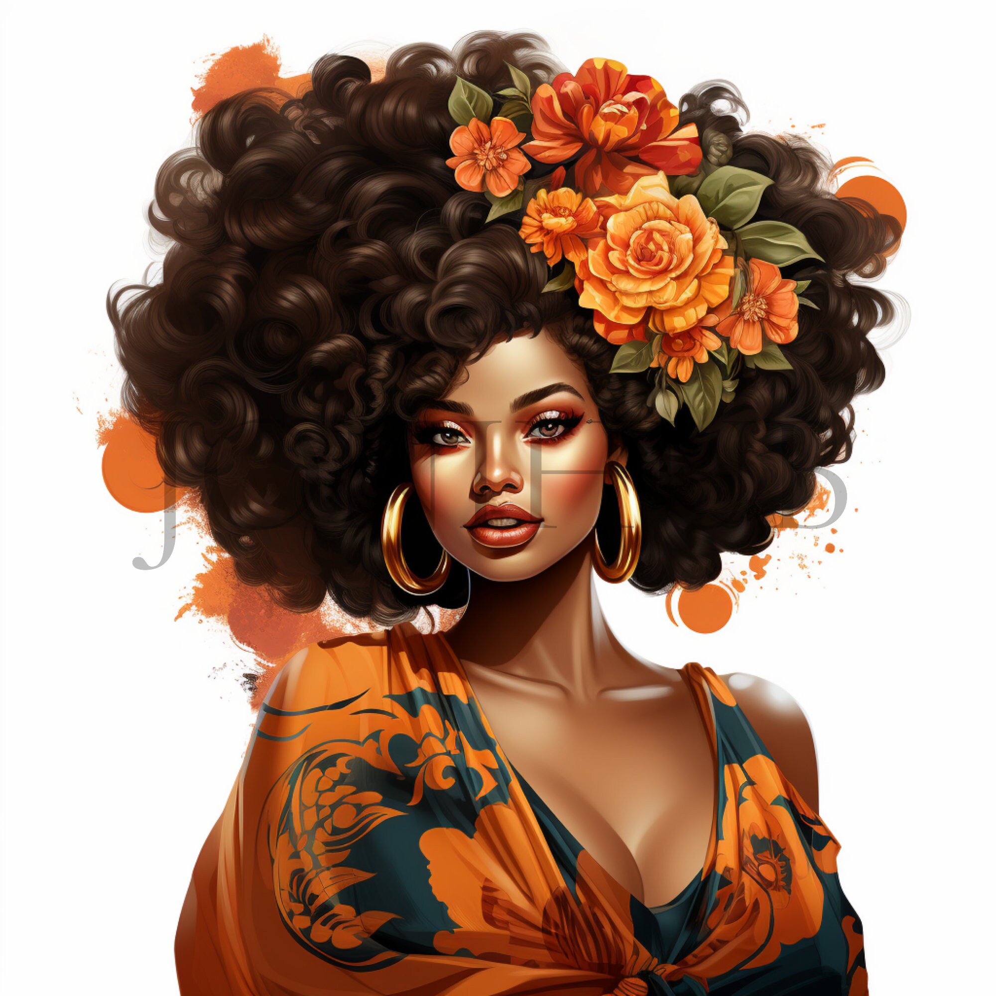 Afro Woman Clipart 10 High Quality Jpg's Digital Download Afro Girl ...
