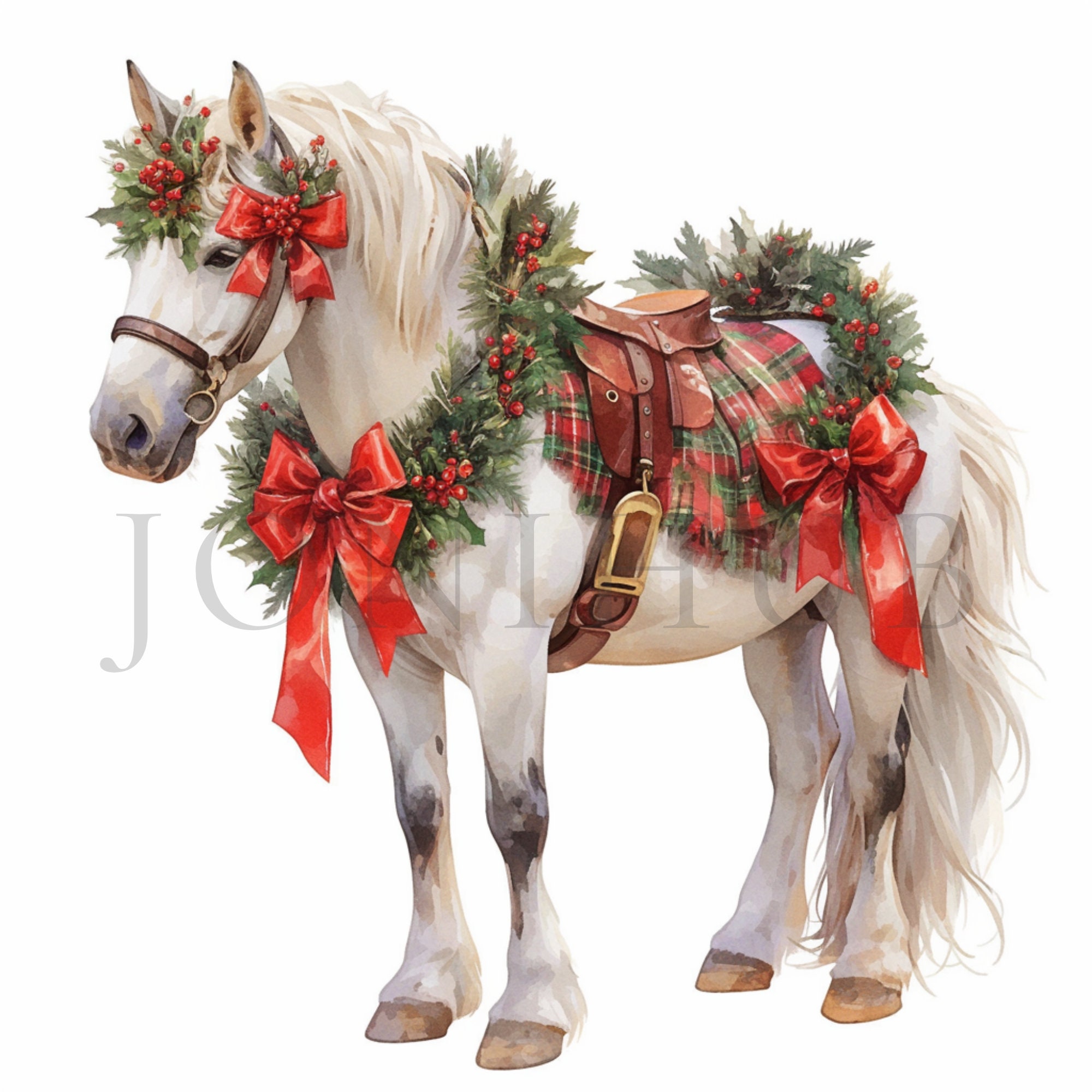 Christmas Horse Clipart | 10 High Quality Jpgs | Digital Download ...