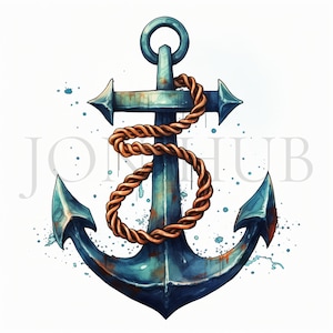 Clipart ancre | 10 fichiers JPG de haute qualité | Téléchargement numérique | Lot de cliparts ancre nautique | Art maritime | Imprimables | Utilisation commerciale