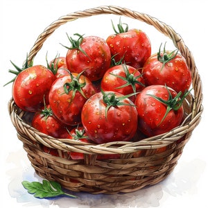 aquarelle tomate Clipart | 10 fichiers JPG de haute qualité | téléchargement numérique | Clipart tomate | Illustration de la tomate | Clipart végétarien | Fabrication de cartes